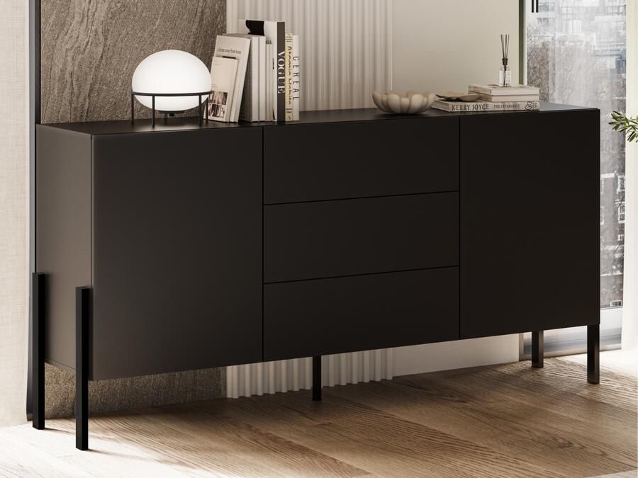 Mobistoxx Dressoir JUKAMI 2 deuren 3 lades 180 cm zwart