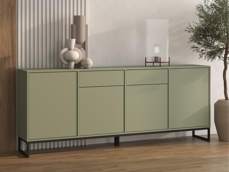Mobistoxx Dressoir LAFITA 3 deuren 3 lades groen