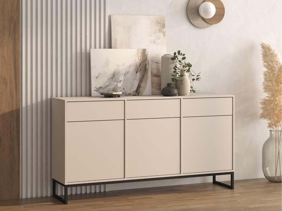 Mobistoxx Dressoir LAFITA 3 deuren 3 lades kasjmier
