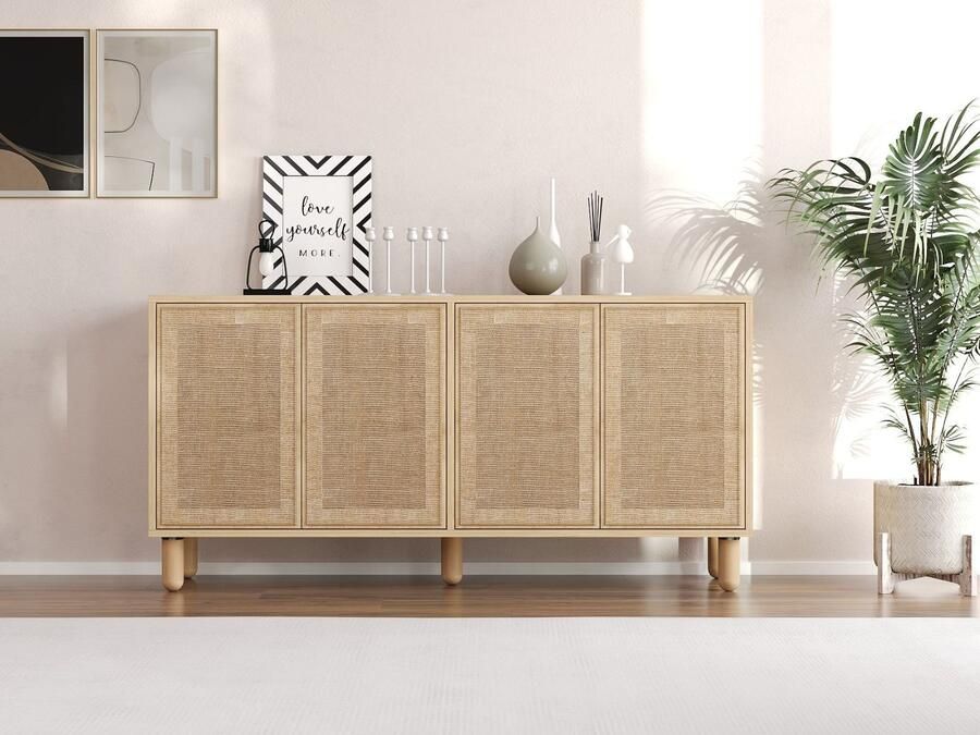 Mobistoxx Dressoir LETU 4 deuren saphire eik met jute