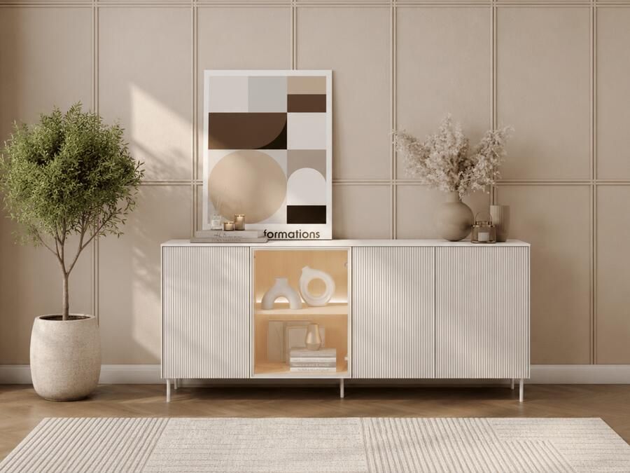 Mobistoxx Dressoir LIKA 4 deuren 195 cm wit Vincenza eik