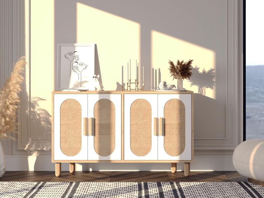 Mobistoxx Dressoir ONVERA 4 deuren wit saphire eik