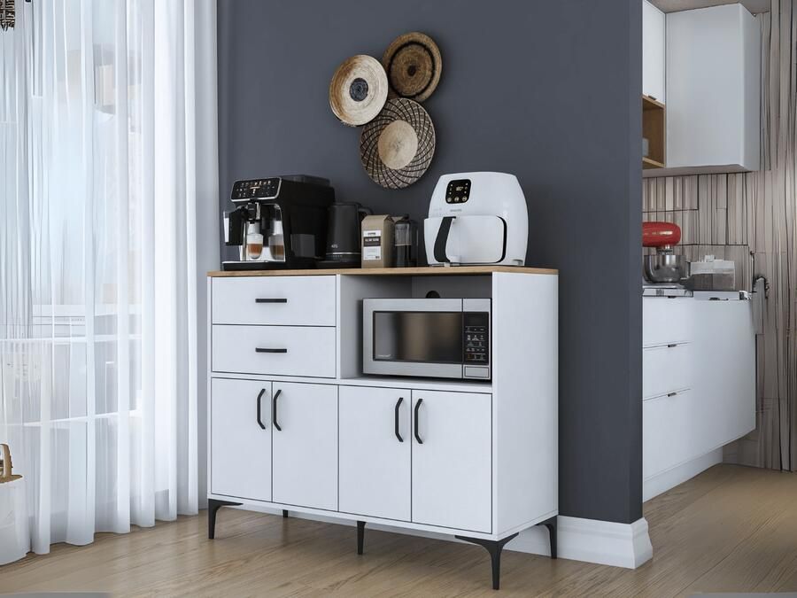 Mobistoxx Dressoir RAMSAY 4 deuren 2 lades wit walnoot