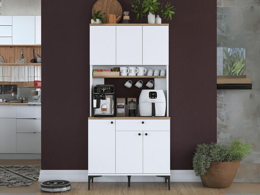 Mobistoxx Dressoir RAMSAY 6 deuren 1 lade wit walnoot