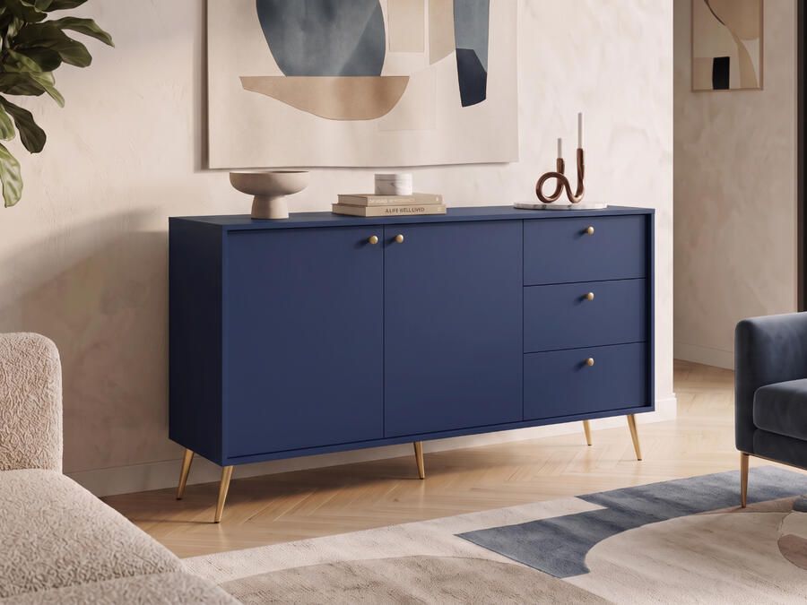 Mobistoxx Dressoir ROSSE 2 deuren 3 lades donkerblauw