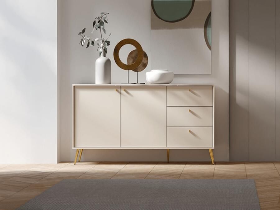Mobistoxx Dressoir ROSSE 2 deuren 3 lades kasjmier