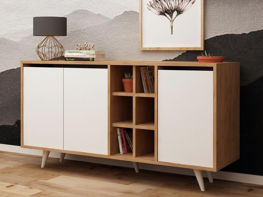 Mobistoxx Dressoir SERIF 3 deuren eik wit