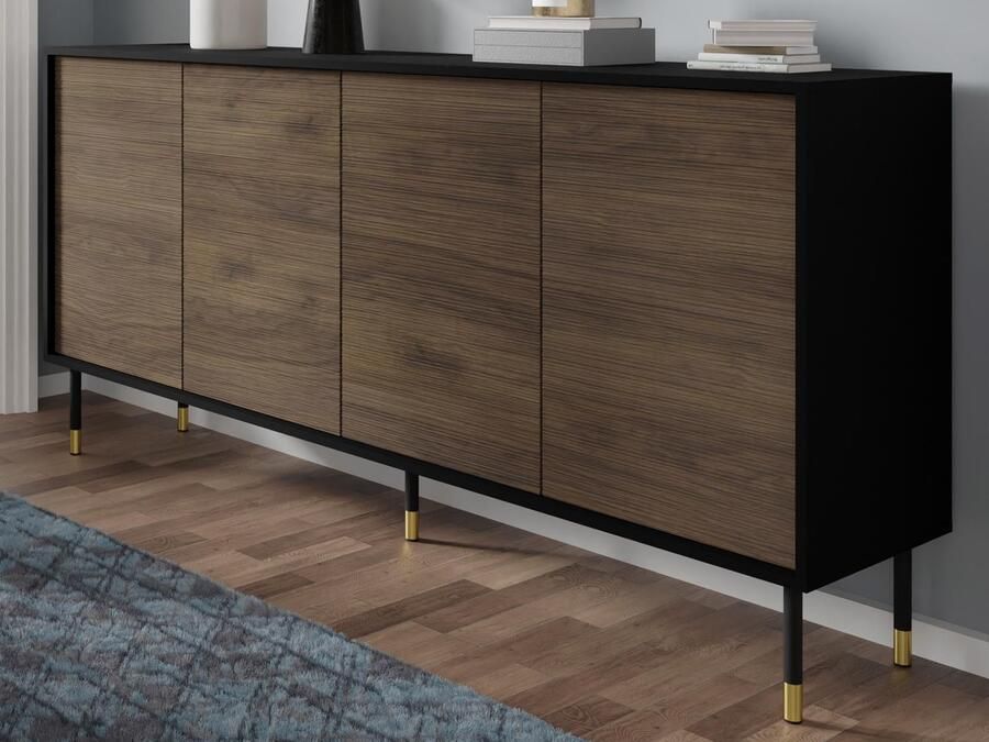 Mobistoxx Dressoir SHERLOCK 4 deuren eik catania zwart