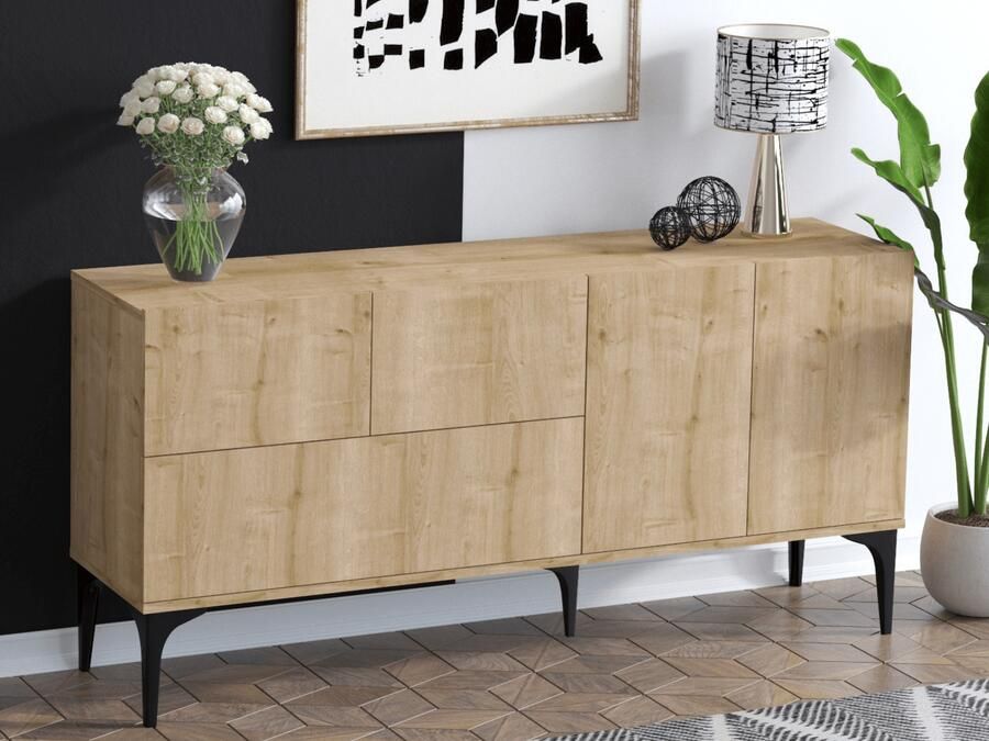 Mobistoxx Dressoir THERESA 5 deuren eik zwart