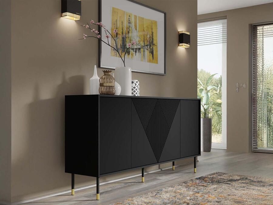 Mobistoxx Dressoir WOODKID 4 deuren zwart