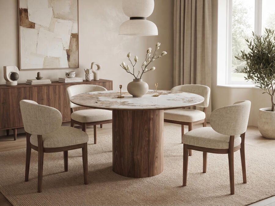 Mobistoxx Eettafel EVORYA Ø 120 cm wit marmer hout