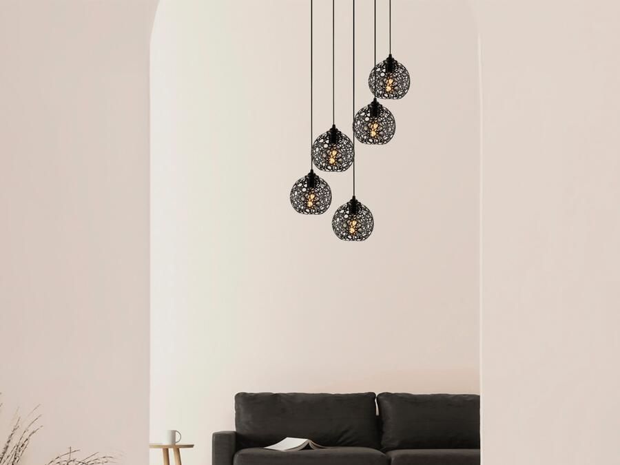 Mobistoxx Hanglamp FELLINA 5 lampen zwart