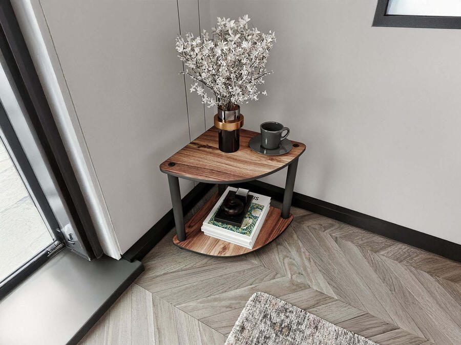 Mobistoxx Hoekbijzettafel BOOKY 34 cm notelaar