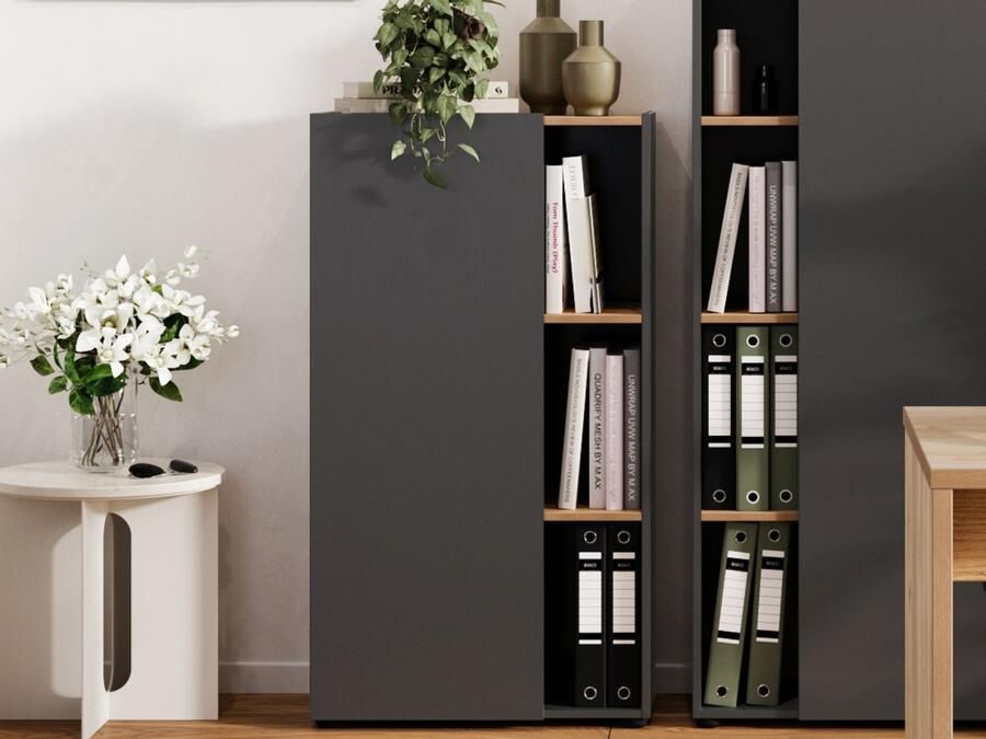 Mobistoxx Kantoorkast ADRIANO 2 legplanken grafiet navarra eik