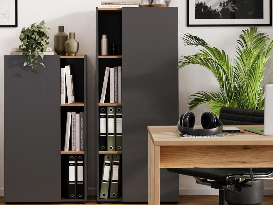 Mobistoxx Kantoorkast ADRIANO 3 legplanken grafiet navarra eik