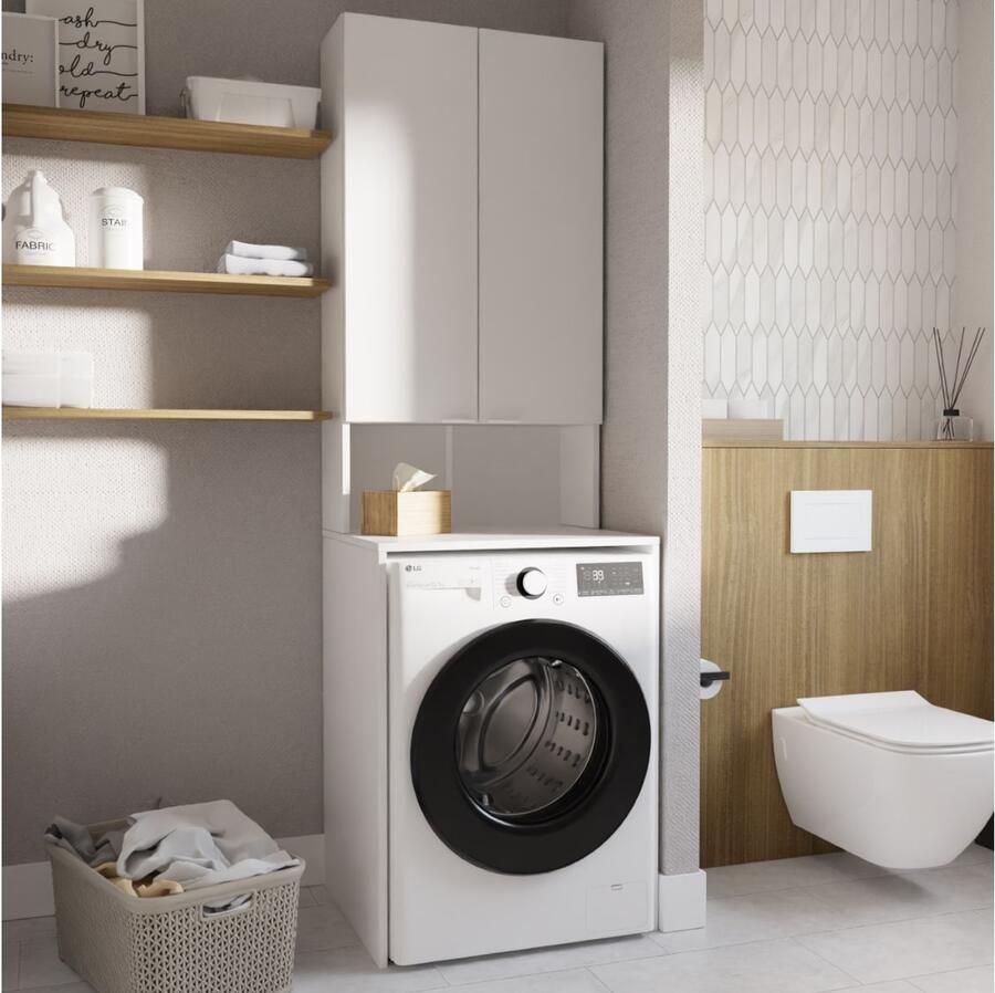 Mobistoxx Kast voor wasmachine LAURA 2 deuren mat wit