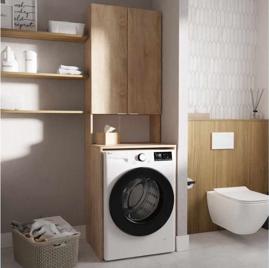 Mobistoxx Kast voor wasmachine LAURA 2 deuren sonoma eik