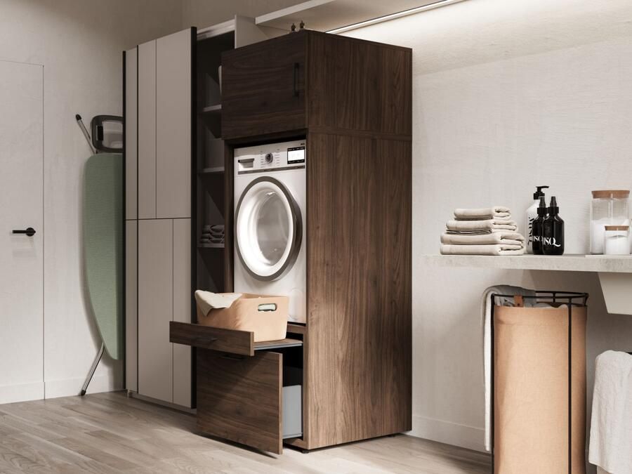 Mobistoxx Kast WASHING 1 machine LARGE walnoot