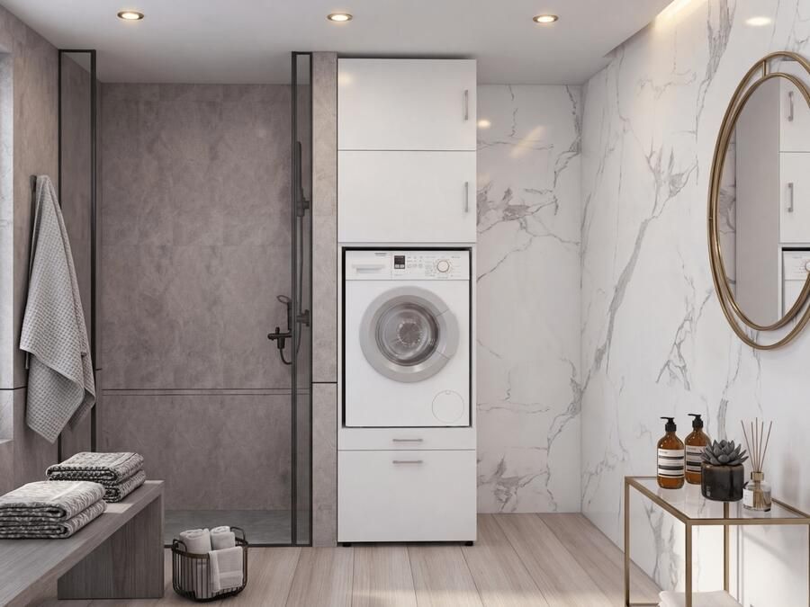 Mobistoxx Kast WASHING 1 machine wit met 2 opzetkasten