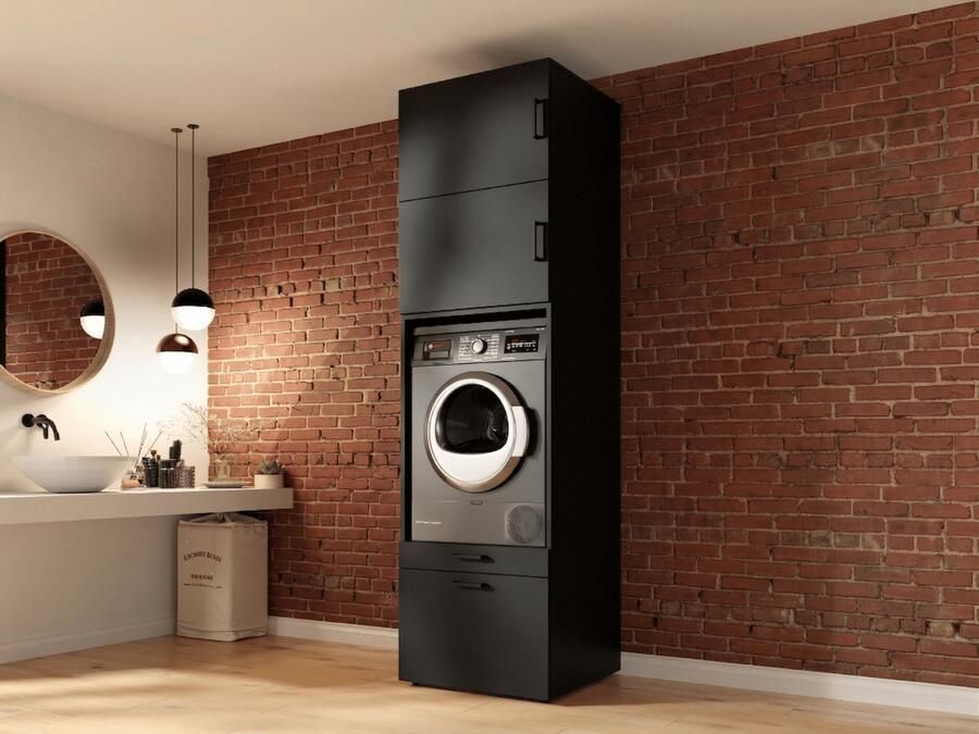 Mobistoxx Kast WASHING 1 machine zwart met 2 opzetkasten