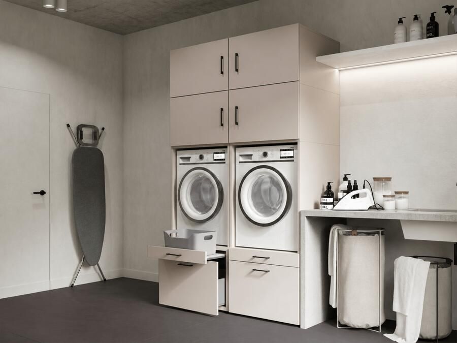 Mobistoxx Kast WASHING 2 machines naast elkaar kasjmier met 4 opzetkasten