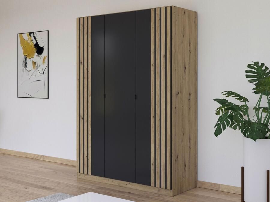 Mobistoxx Kledingkast GANILA 3 deuren artisan eik metaalgrijs