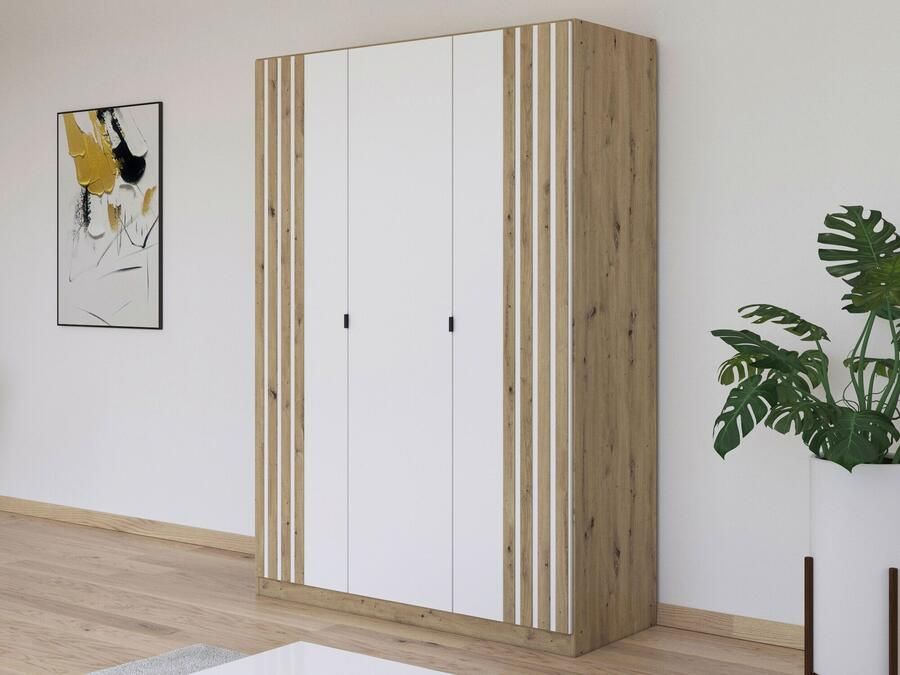 Mobistoxx Kledingkast GANILA 3 deuren artisan eik wit