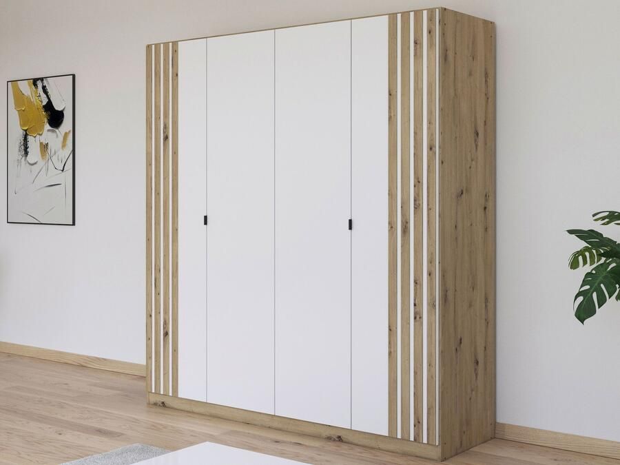 Mobistoxx Kledingkast GANILA 4 deuren artisan eik wit