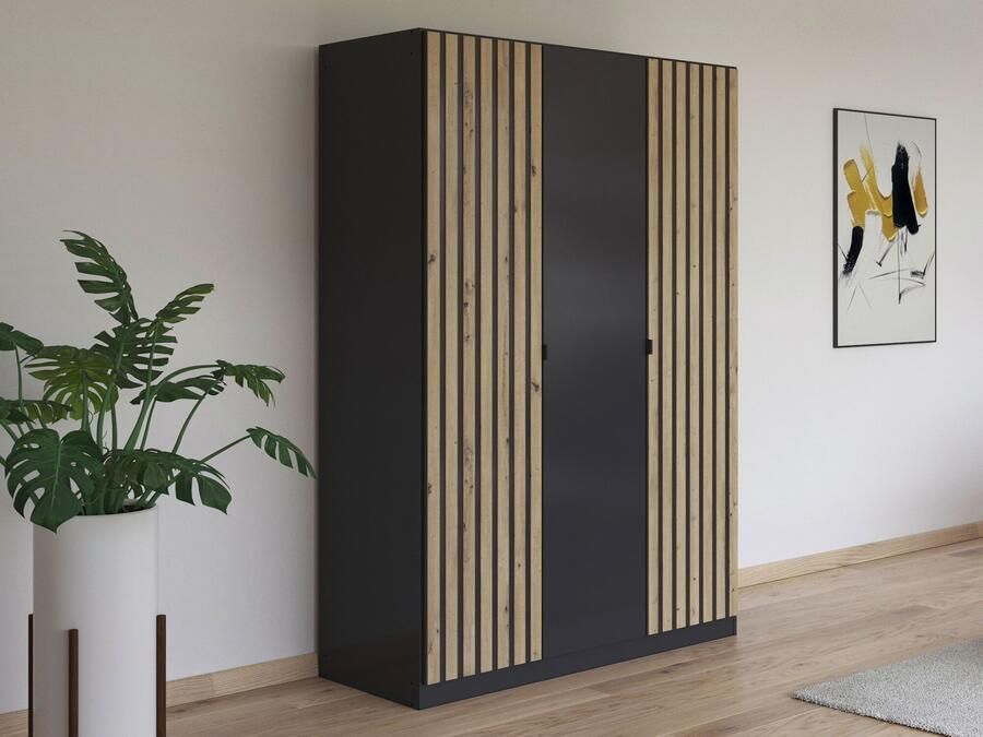 Mobistoxx Kledingkast GENUMO 3 deuren metaalgrijs