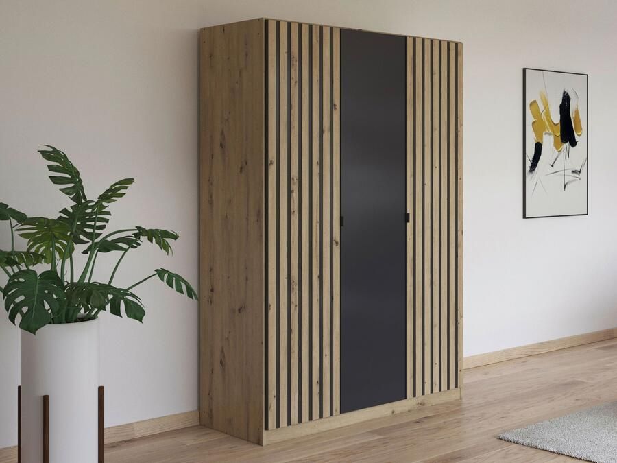 Mobistoxx Kledingkast GONAMU 3 deuren artisan eik metaalgrijs