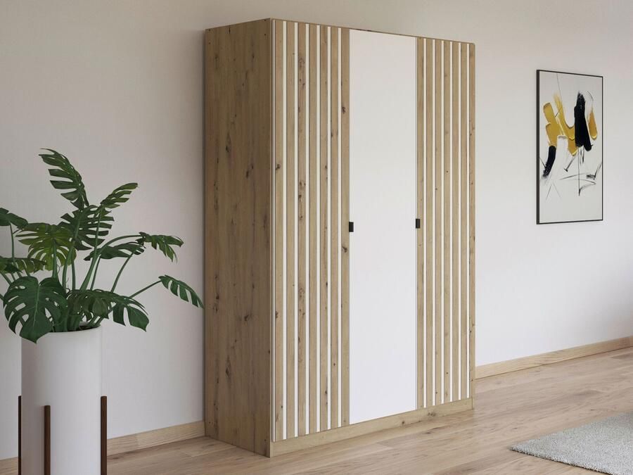 Mobistoxx Kledingkast GONAMU 3 deuren artisan eik wit