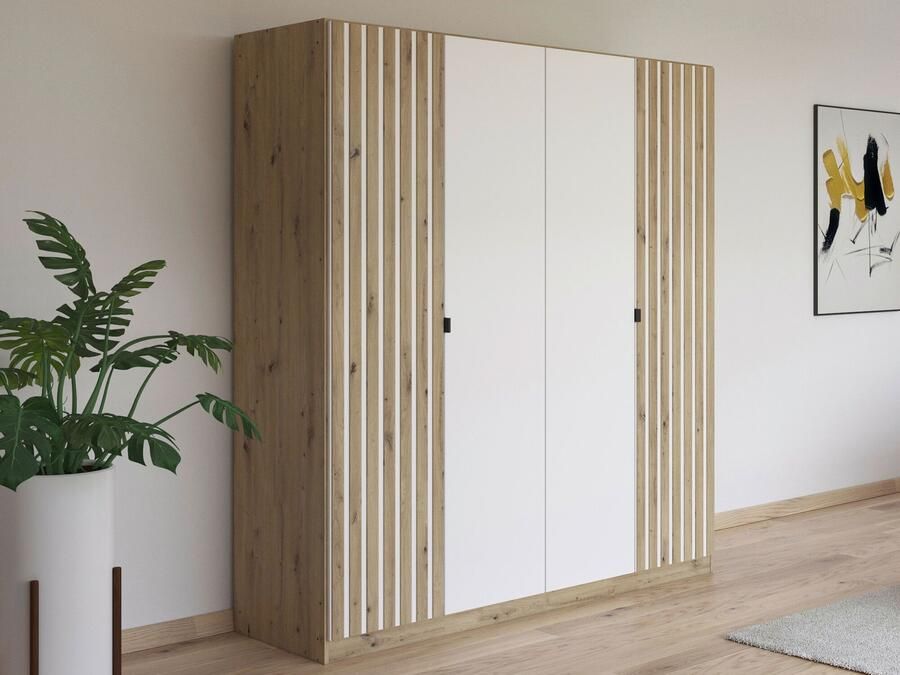 Mobistoxx Kledingkast GONAMU 4 deuren artisan eik wit