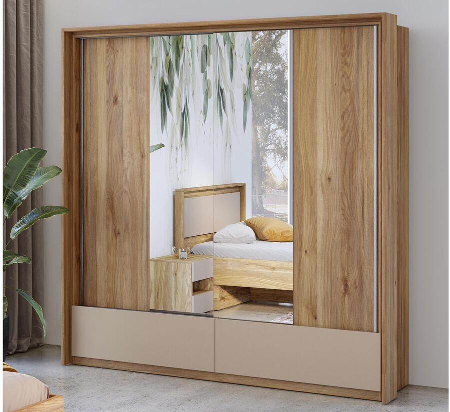 Mobistoxx Kledingkast IMPALUNA 2 deuren 2 lades 210 cm mauvella eik