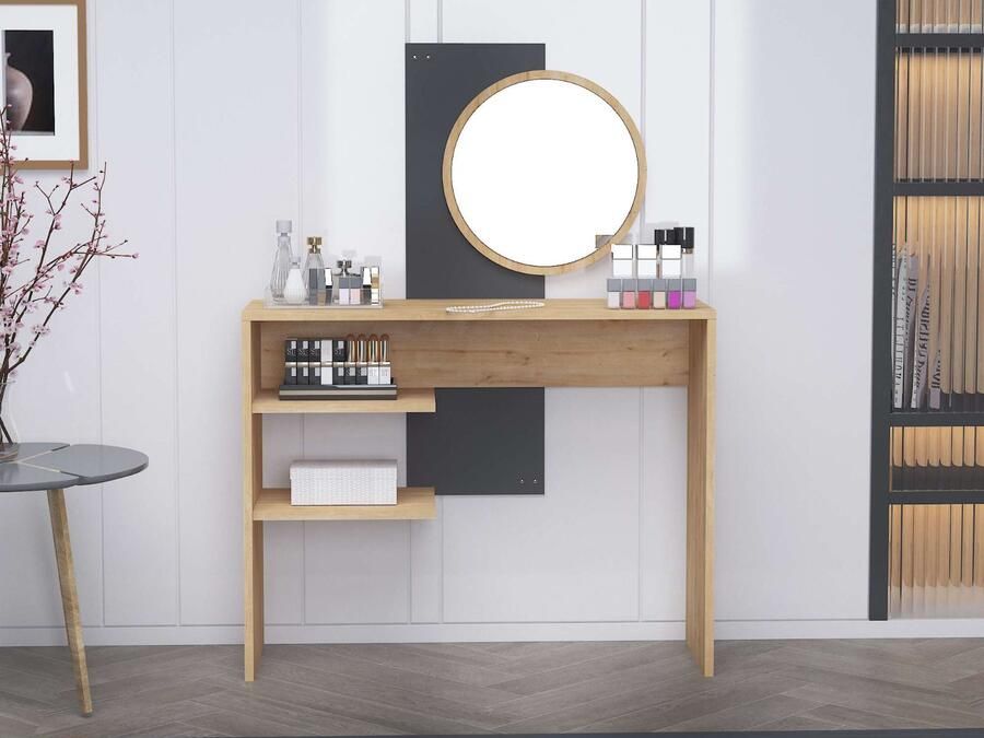 Mobistoxx Make-up tafel DALICATE 2 legplanken saphire eik antraciet