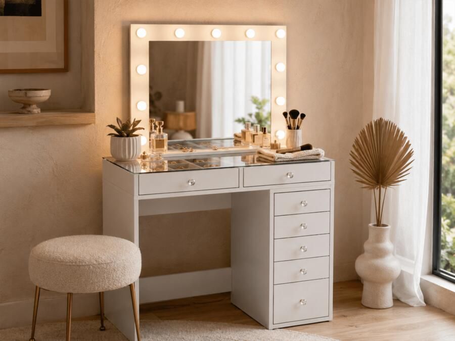 Mobistoxx Make-up tafel JESSIE DELUXE 7 lades wit