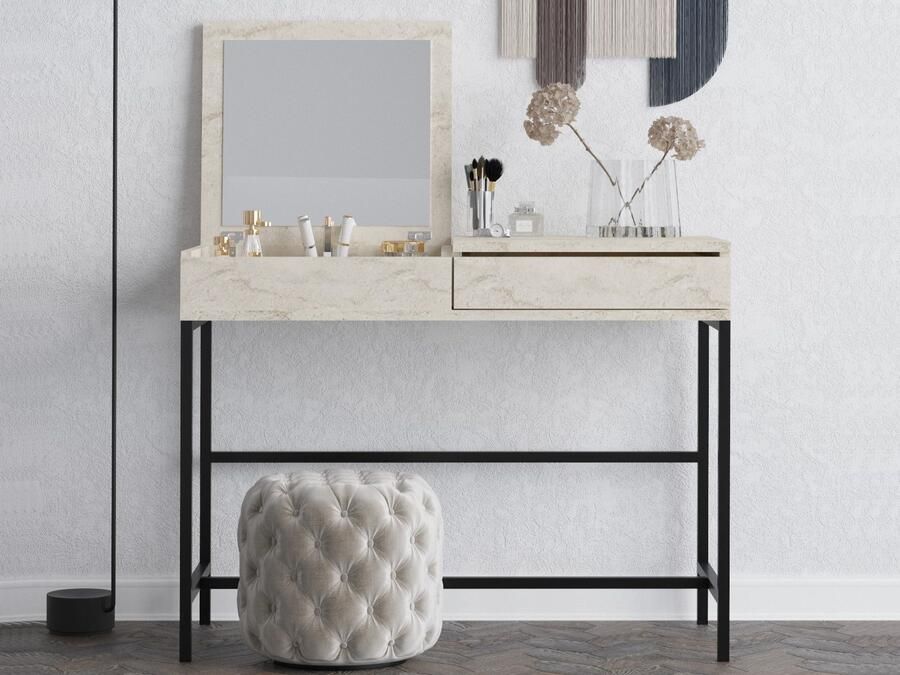 Mobistoxx Make-up tafel LINCA 2 lades travertijn