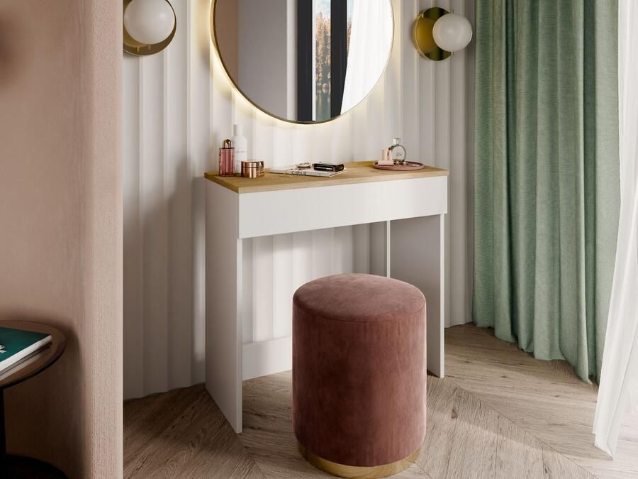 Mobistoxx Make-up tafel TEORNIOLE 1 lade wit gouden eik