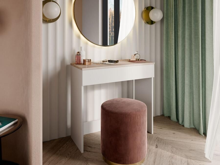 Mobistoxx Make-up tafel TEORNIOLE 1 lade wit sonoma eik