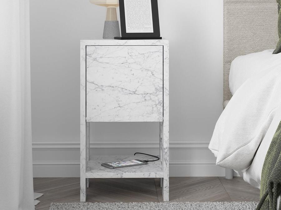 Mobistoxx Nachtkastje EMAR 1 klapdeur wit marmer