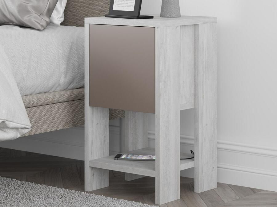 Mobistoxx Nachtkastje EMAR 1 klapdeur wit mokka