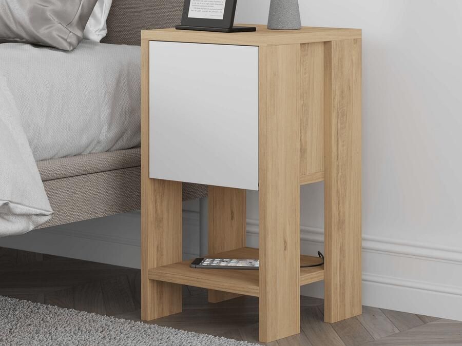 Mobistoxx Nachtkastje EMAR 1 klapdeur wit saphire eik