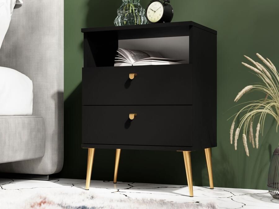 Mobistoxx Nachtkastje HIGHSTYLE 2 lades zwart