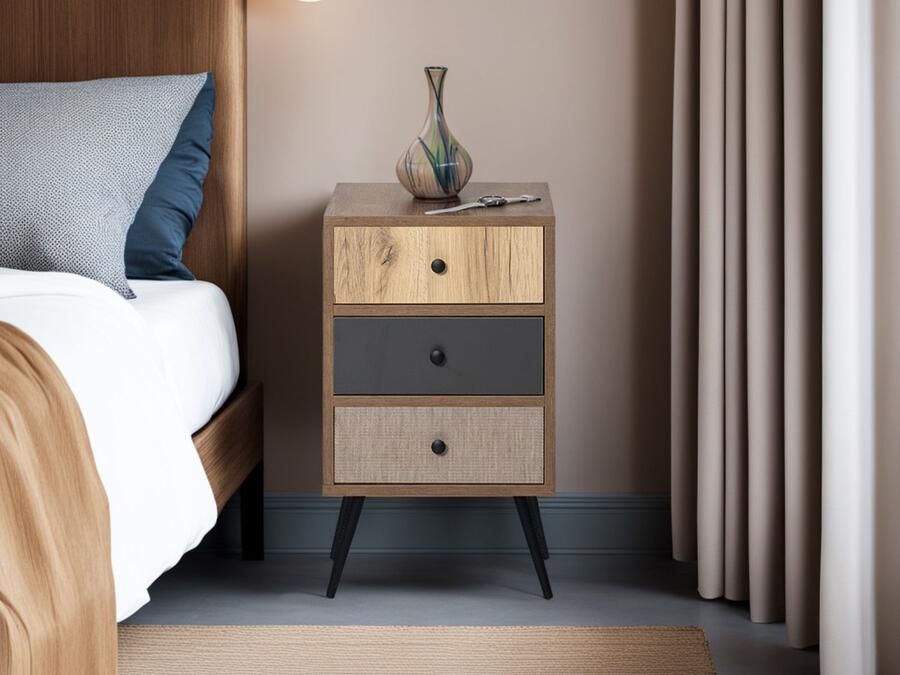 Mobistoxx Nachtkastje TRAMWAY 3 lades bruin