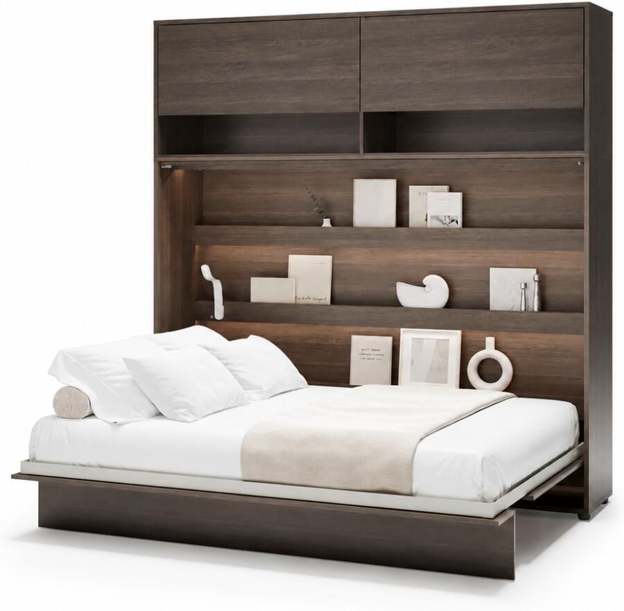 Mobistoxx Opklapbed CONCEPTION PRO 140x200 cm dunin eik (horizontaal) met opzetkast met matras