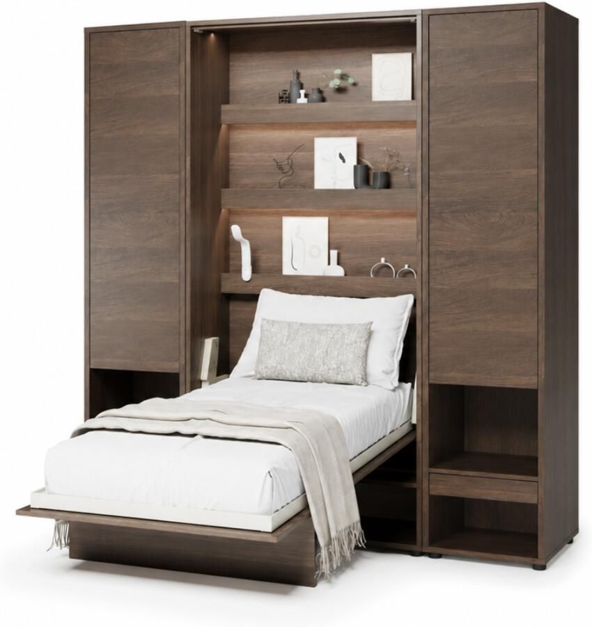 Mobistoxx Opklapbed CONCEPTION PRO 90x200 cm dunin eik (verticaal) met kasten