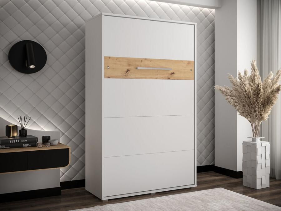 Mobistoxx Opklapbed HOUDI 120x200 cm wit artisan eik