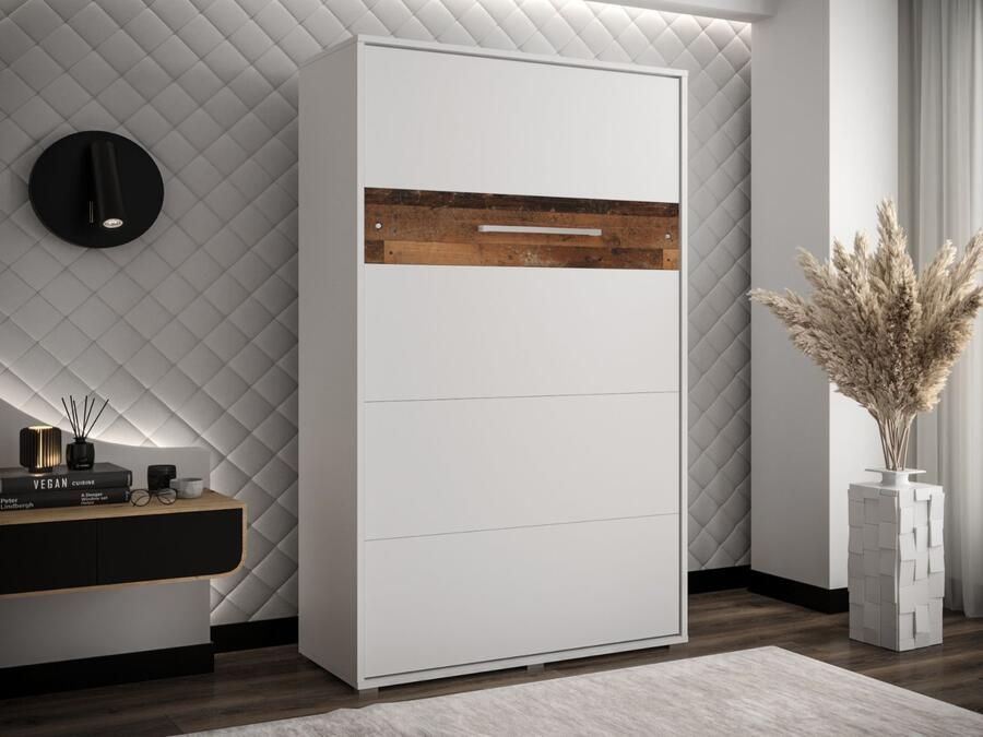 Mobistoxx Opklapbed HOUDI 120x200 cm wit old style eik