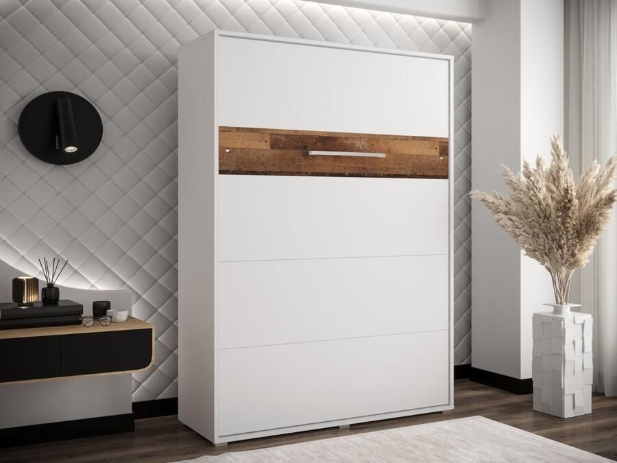 Mobistoxx Opklapbed HOUDI 140x200 cm wit old style eik