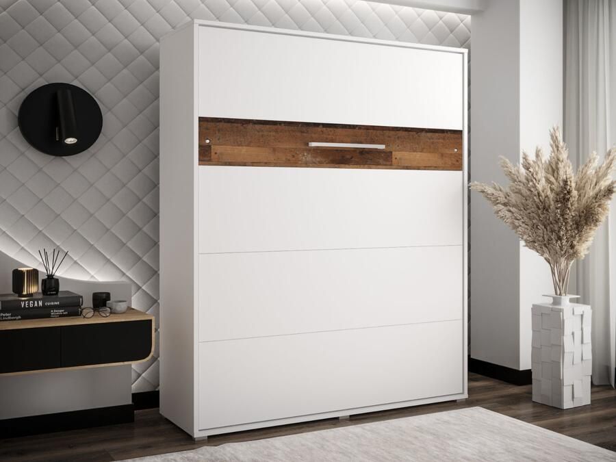 Mobistoxx Opklapbed HOUDI 160x200 cm wit old style eik