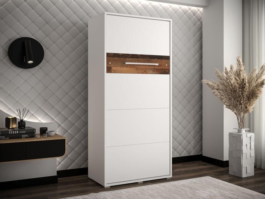 Mobistoxx Opklapbed HOUDI 90x200 cm wit old style eik
